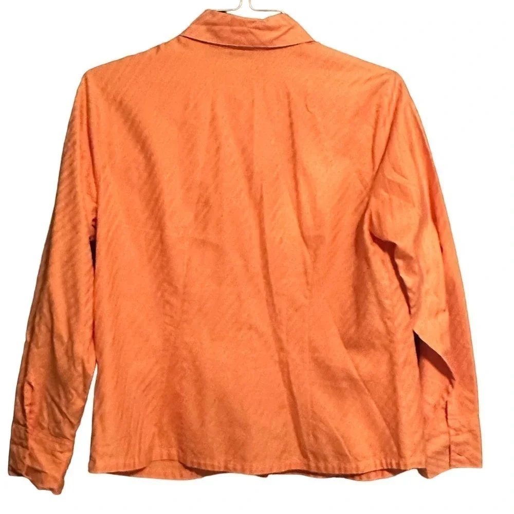 Talbots Petites Peachy Orange Long Sleeve Button Down Shirt Size 14 - Picture 2 of 8